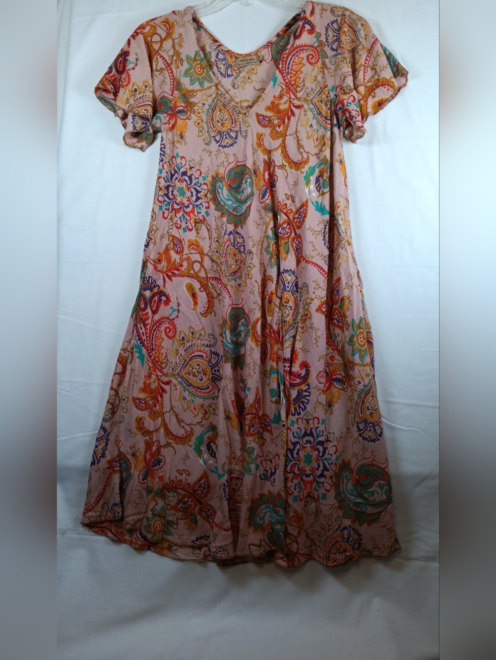 Floral Paisley Midi Dress in Blush Colors. Very Light!